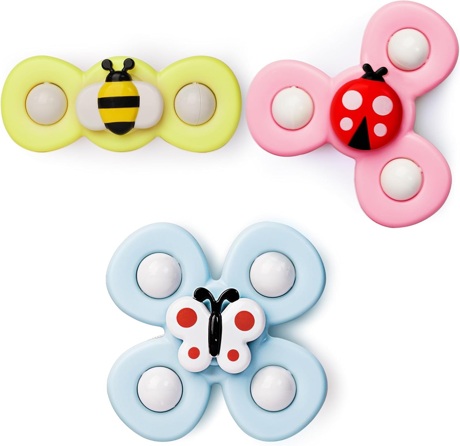 Photo 1 of LiKee Strong Suction Cup Fidget Rotating Sensory Bath Toys for Baby 12 18 Months Airplane Car Travel Table & Window Toys for 1 2 Years Old Toddler Boys and Girls (Insect-2)