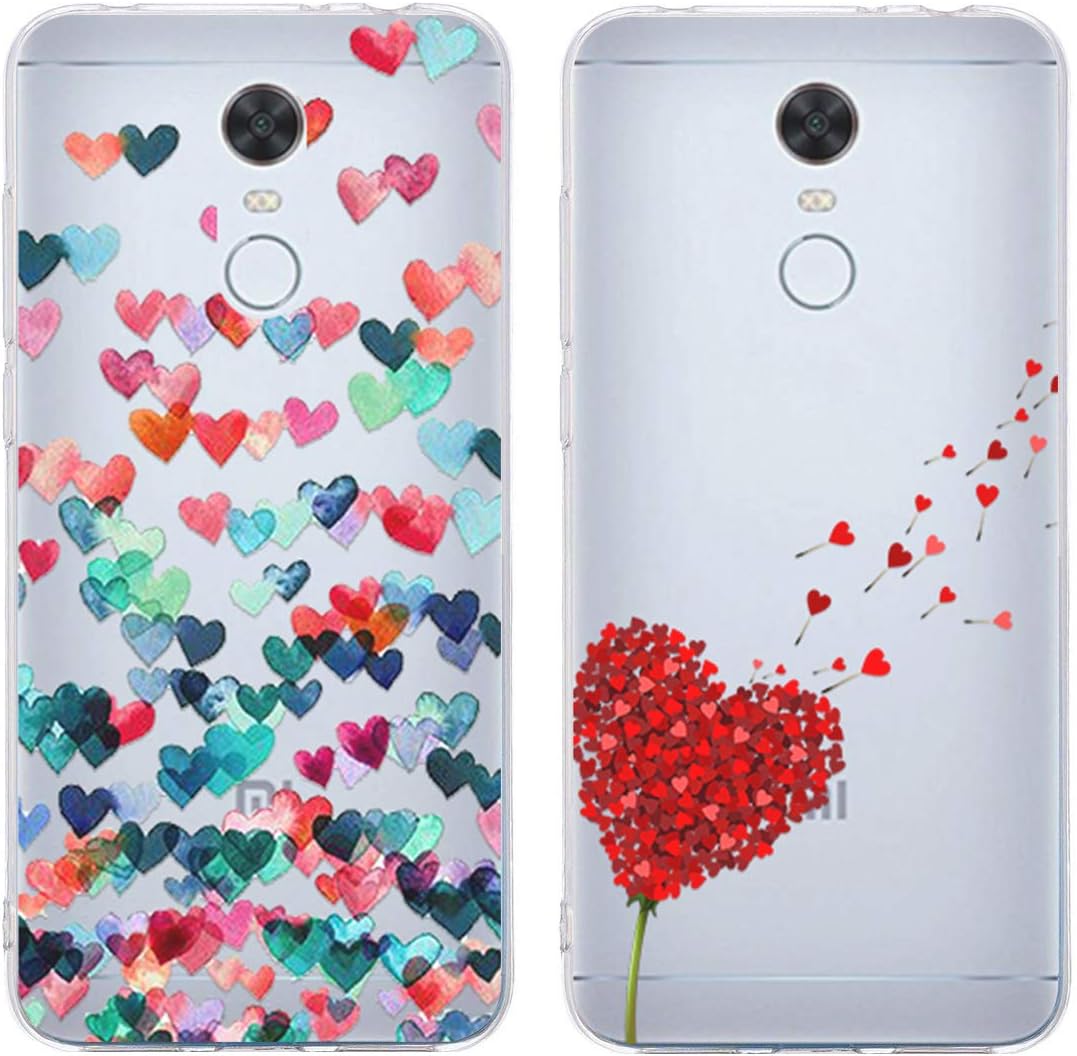 KZIOACSH Xiaomi Redmi 5 Plus Case,[2-Pack], Slim Design Transparent Love Heart Printed Case,TPU Back Protective Cover for Xiaomi Redmi 5 Plus