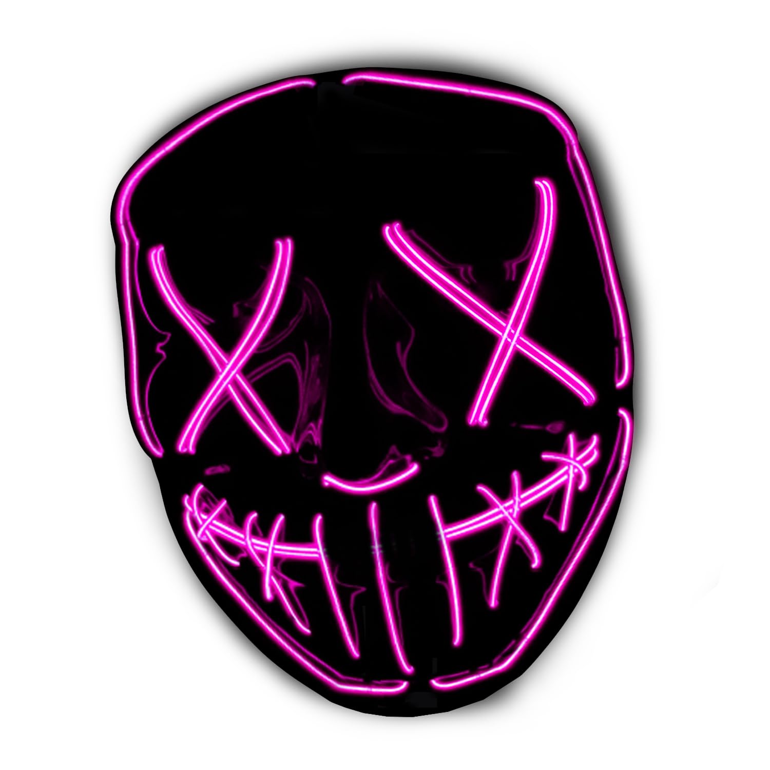 Original Cup The Purge® LED Mask | American Nightmare Pink | Premium Quality | Rigid Plastic | 3 Flashing Modes | LED Mask | Cosplay | Halloween | Neon | 100% Horror | 100% Fun