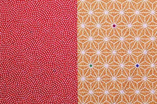 [L/29inc] Furoshiki- Japanese Traditional Wrapping Cloth (Komon x Flax Ornament: Red/Orange)