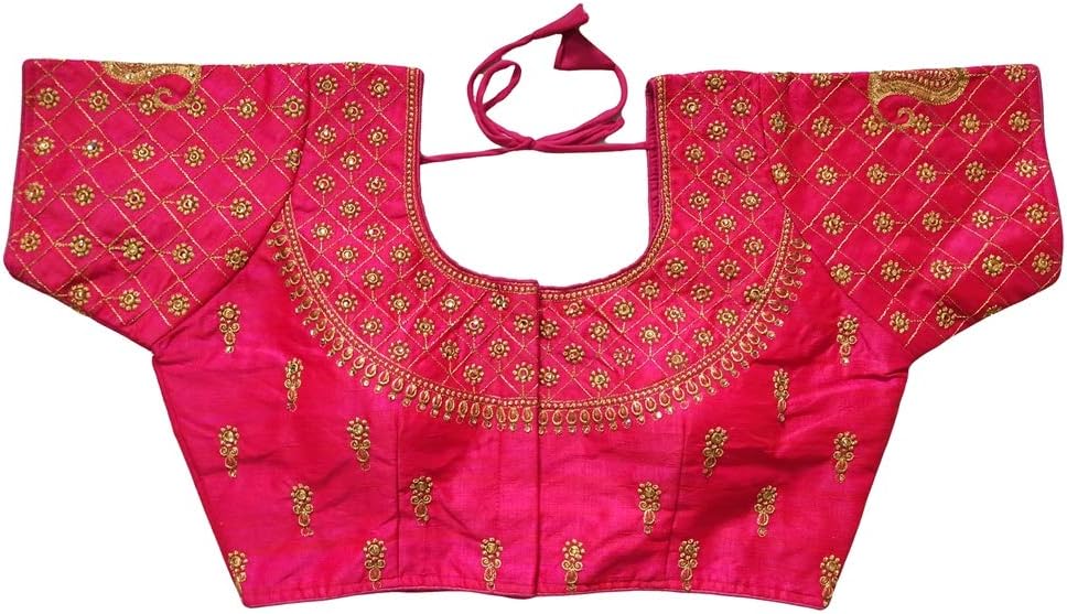 Ethnic Blouse Saree Choli Top & Saree Blouse Readymade Indian Silk & All Sari Color Matching Blouse for Women 45 Pink