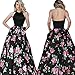 Women Sleeveless Floral Printed Long Dress Party Evening Beach Maxi Dress (M, Black)