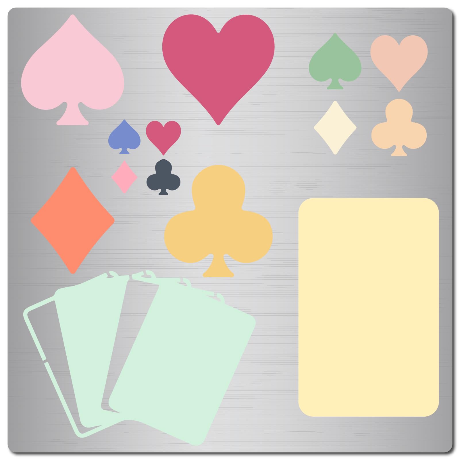 GORGECRAFT Playing Cards Metal Stencils 6.3 Inch Square Scrapbooking Drawing Stainless Steel Stencil Heart Spade Club Diamond Pattern Painting Template for Engraving Pyrography Journaling Wood Burning