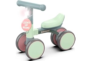 BEYOND INNOVENTIONS Balance Bike with Headlight- Lightweight & Modern Design | Toys For 1 Year Old Boy & Girl- Safe, Easy Build Toddler Bike, First Birthday Gift- Baby Toys 12-18 Months, Non-Slip Wheels, Parent-Approved