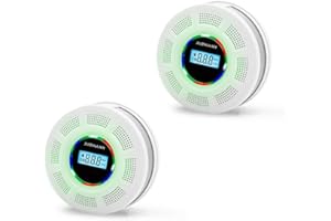 JuzhiAnn Upgraded Version Smoke Carbon Monoxide Alarm Detector, Battery-Operated Smoke and CO Alarm with Digital Display, Carbon Monoxide Detectors&Smoke Detector (2Pack)