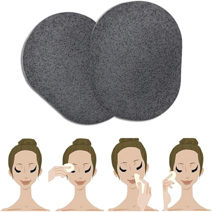 LotCow 5Pcs Pure Natural Bamboo Charcoal Velvet Wash Face Flutter Makeup Sponge Powder Puff Facial Care Remove Pore Cleaning Tool