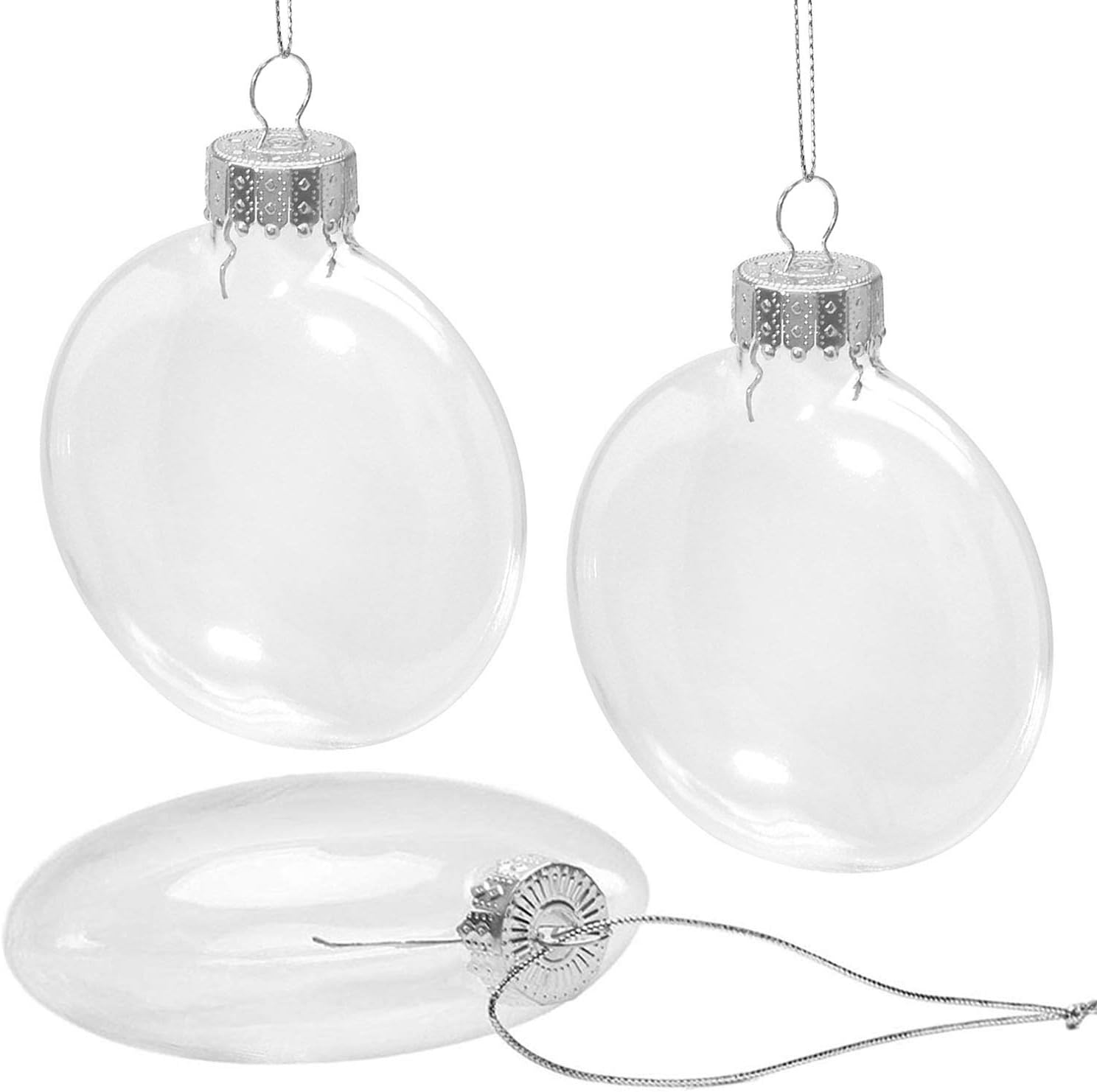 Style Glass Clear Glass Disc Ball Flat Ball Ornaments for Christmas