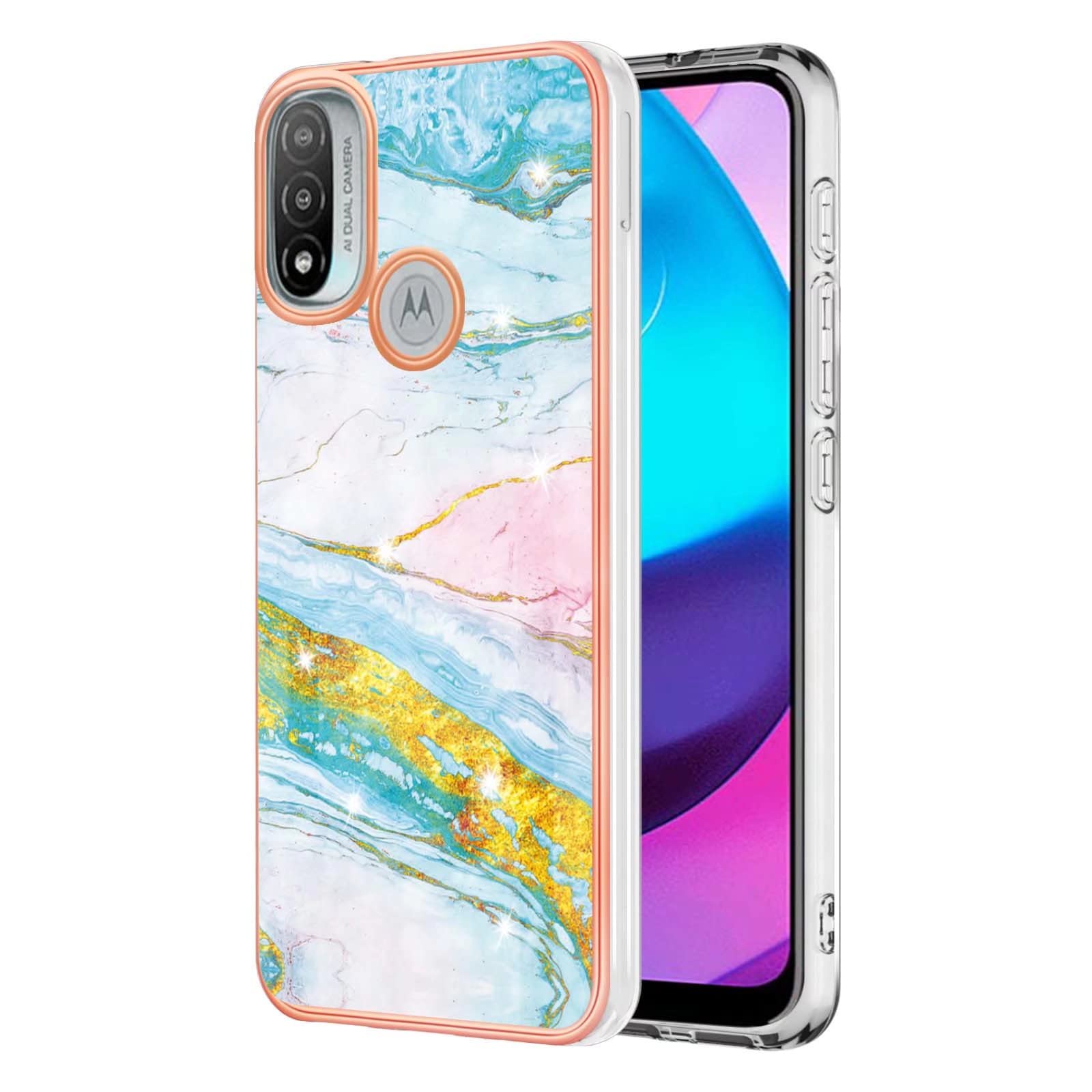 Motorola Moto E40 Case - Glitter Marble Design, Slim Soft TPU Silicone Shockproof Bumper Protective Cover for Moto E40/E30/E20 - Colorful — image 1