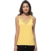 Women’s Lace Trim Camisole Soft Breathable Undershirt Tank Top Layering Natural Cotton Sleeveless Cami Comfortable Daily Wear