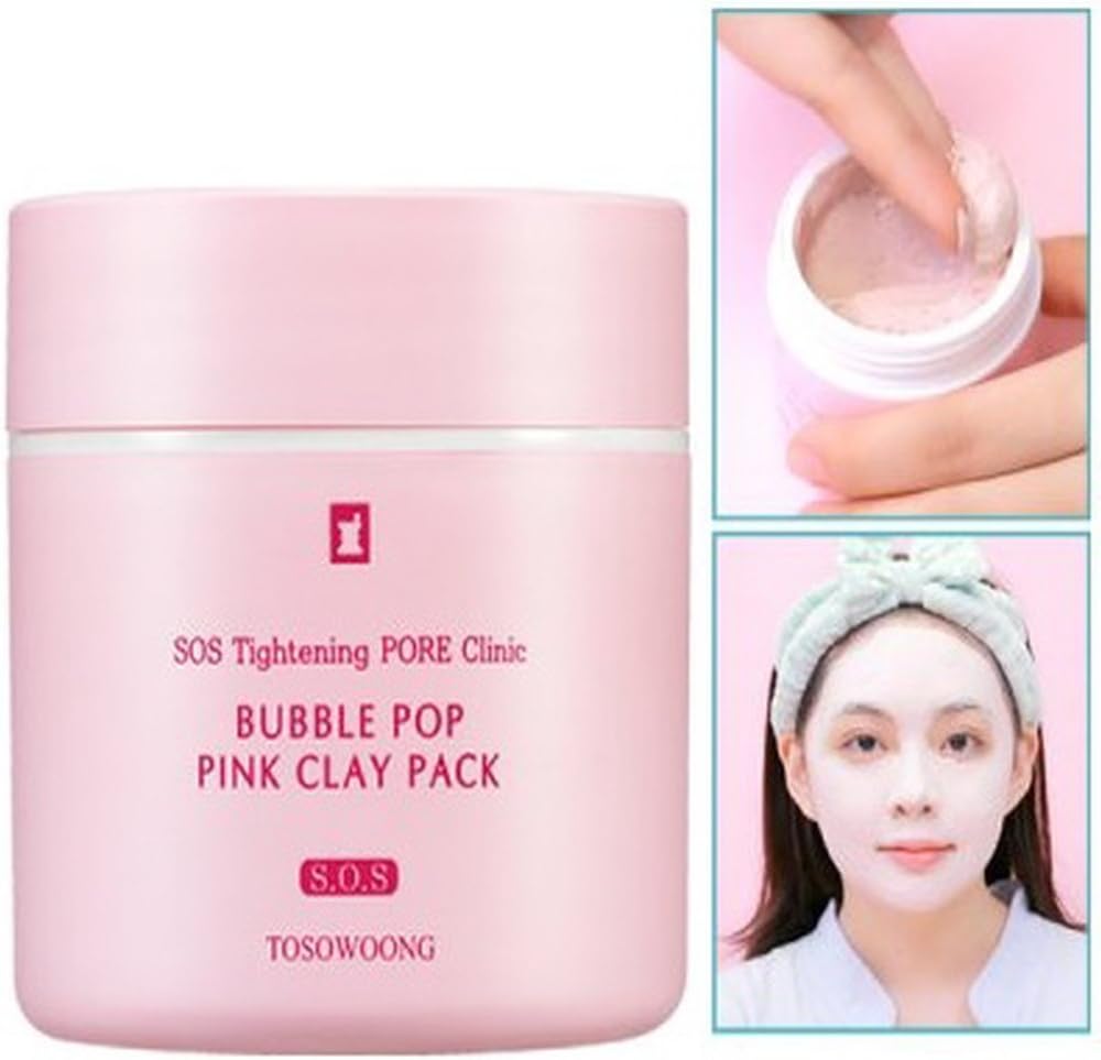 Tosowoong Pink Carbonated Bubble Up Clay Face Mask 350g Tightening Natual Recover Moisture