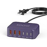 USB C Charger Block, 100W GaN 6 Port Type USB C Charging Station Hub Block Cube, USB C Wall Charger Power Strip Adapter Plug 