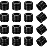 AHANDMAKER 16pcs Black Grooved Column Beads, Stainless Steel Beads with 6.5mm Hole, Loose Spacer Bead for Jewelry Making, Metal Lanyard Beads for DIY Pendant Flashlight Knuckles