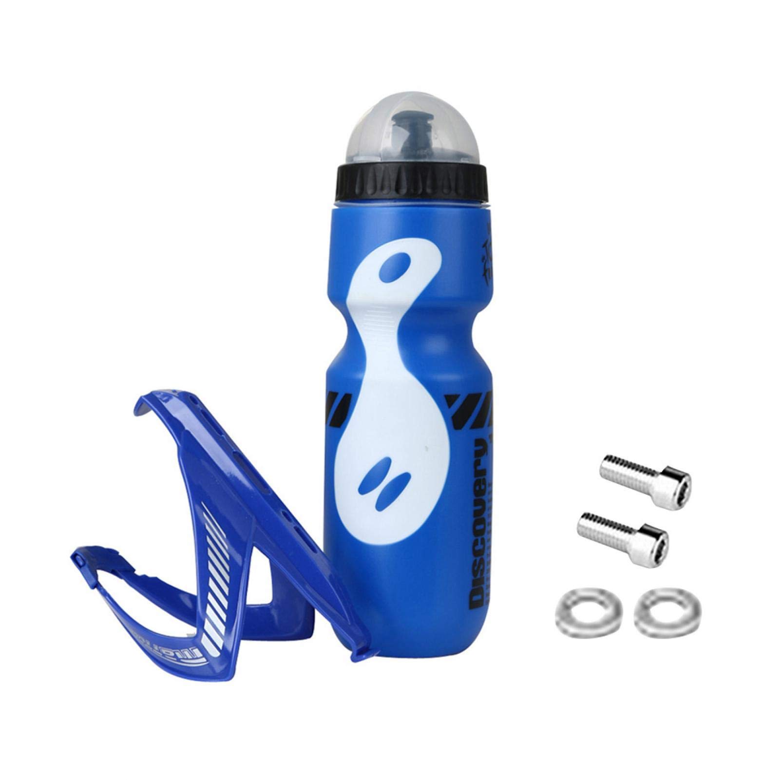 GeKLok Bike Water Bottle Cage and 21oz Premium Sports Bottle, Bike Water Bottle Set Lightweight Bike Bottle Holder(Blue)