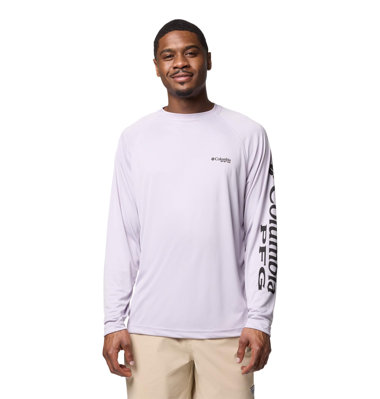 Columbia Men's Terminal Tackle Long Sleeve Shirt, Lavender Pearl/Black Logo, 4X Tall Image