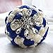 Amoleya 7 Inch Customization Romantic Royal Blue Wedding Bride Holding Bouquet with Satin Roses and Rhinestones