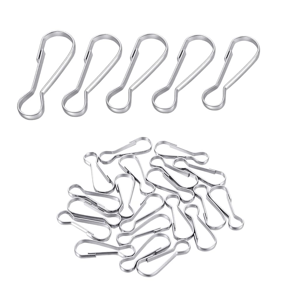 SEIWEI 50PCS 20mm Flag Pole Clips, Lanyard Snap Clips Hooks Spring Flagpole Clip Stainless Steel Flag Pole Accessories for Grommeted Flags Lanyards Banners Keychains