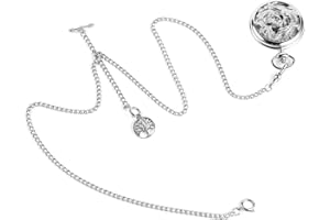 SUDESMO Pocket Watch Chain T-bar Chain Albert Chain with Life Tree Pendant