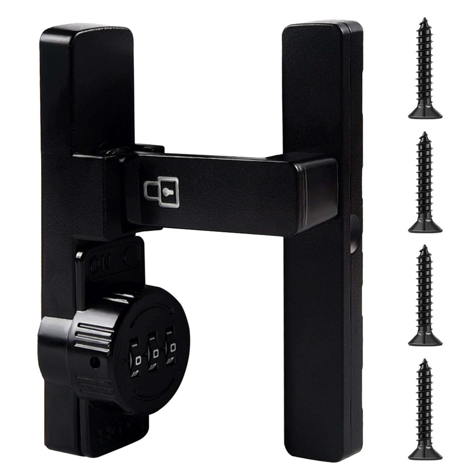 90 Degree Mechanical Password Door Lock With Luminous Security Latch - Sliding Hardware for Barn, Garden, Bathroom, Cabinet, Window - Black