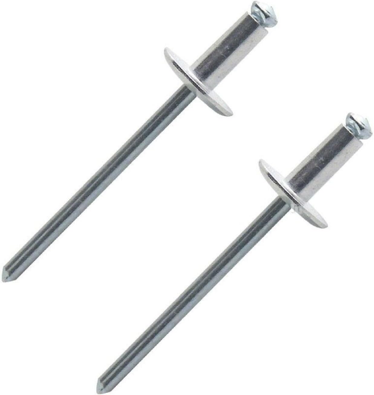 100 x Large Flange Standard Aluminium Rivets, Dome Headed 4.8 x 12mm