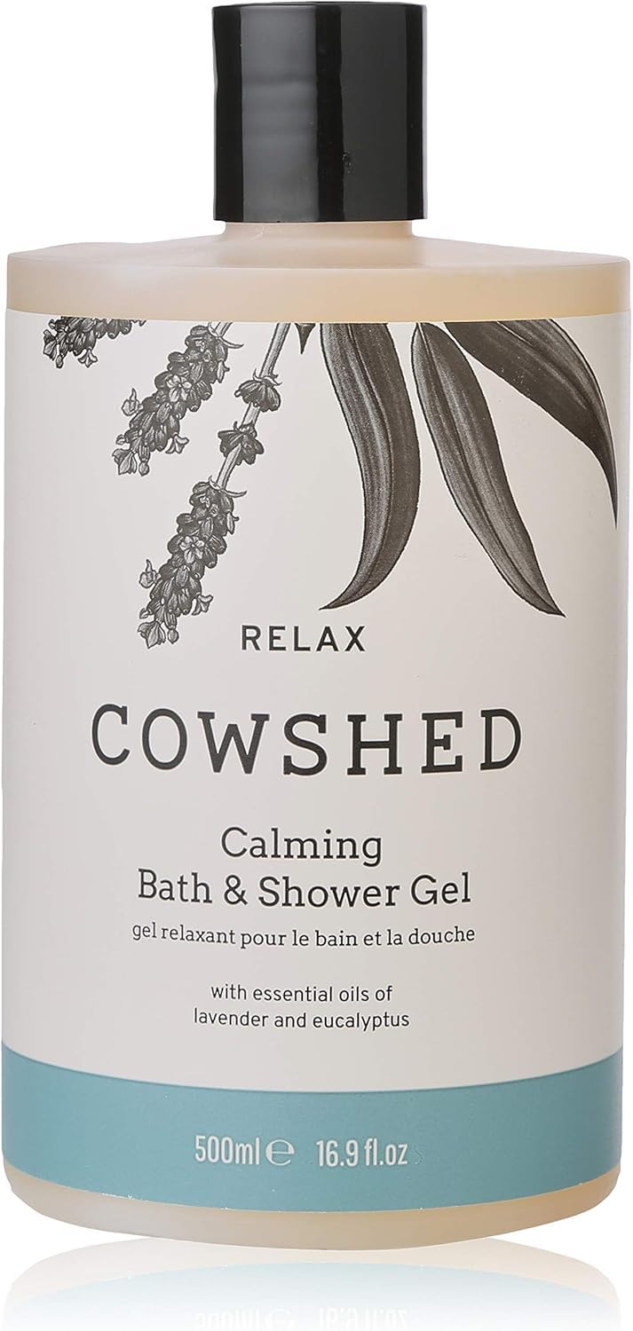Cowshed Bath & Shower Gel 500ml | Relax Calming Body Wash for Women & Men | Natural Body Wash, No Parabens | Hydrating Vegan Shower Gel with Lavender and Eucalyptus Essential Oils