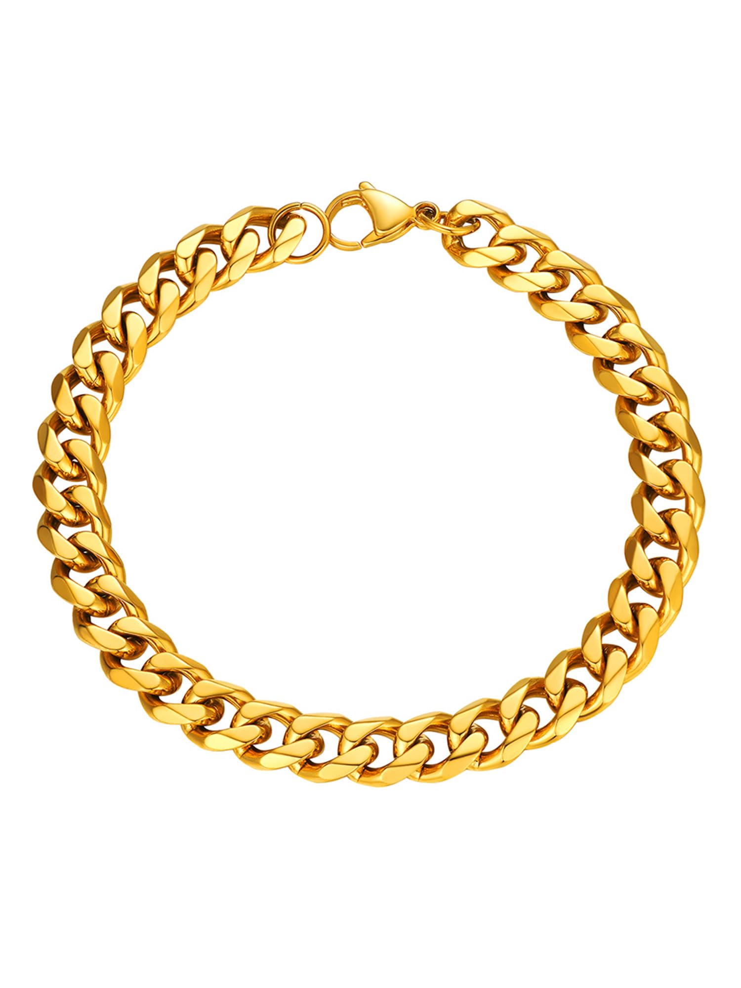 PROSTEEL Mens Bracelet - Cuban Chain Wrist Link Bracelets Hypoallergenic 316L Stainless Steel Jewellery Gold 9MM Width 19CM Length (with Gift Box)