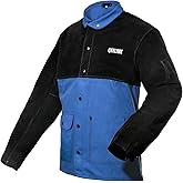 QeeLink Welding Jacket Split Leather Sleeves | Premium Flame Resistant Cotton Body Hybrid Welder Jackets
