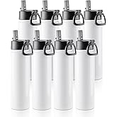 PYD Life 8 Pack Sublimation Blank Tumbler 22 OZ Sports Wide Mouth Stainless Steel Water Bottle Vacuum Flask with Straw and Portable Handle for Tumbler Press Machine Sublimation Print