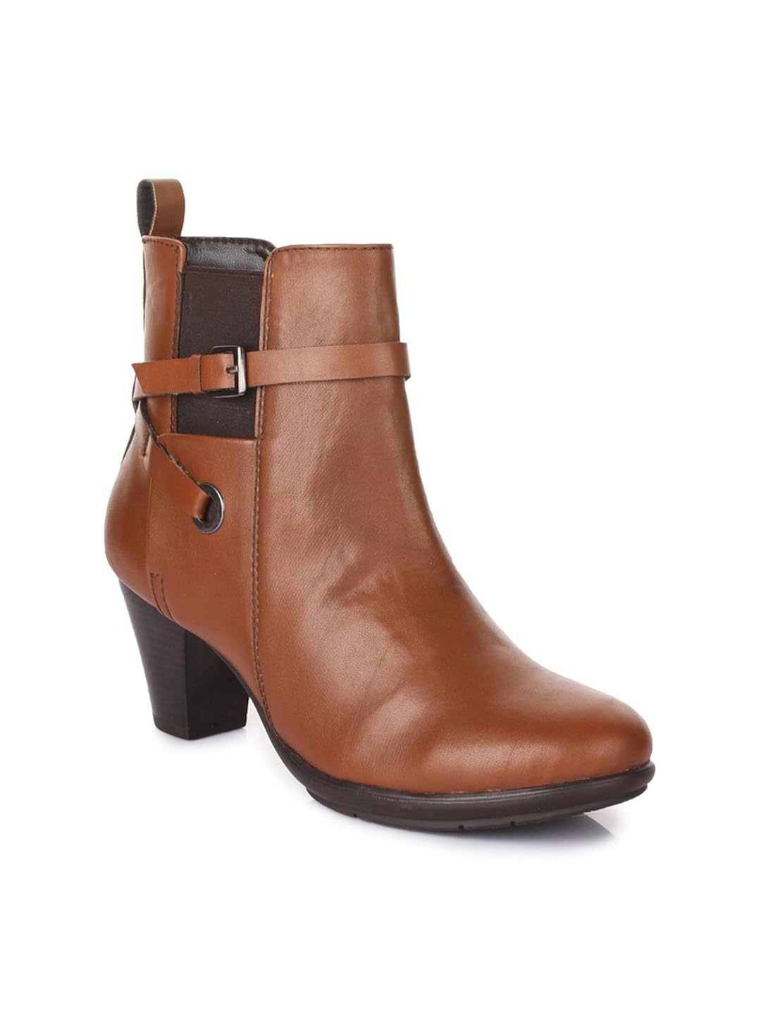 bruno manetti women (ay-110) tan synthetic leather heeled boots