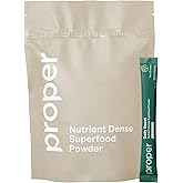 Proper, The Greens Daily Boost Organic Greens Powder. Whole Food, Apple Flavor Veggie Powder Superfood with Wheatgrass, Spirulina, Chlorella, Probiotics. Daily Drink Mix for Wellness and Digestion