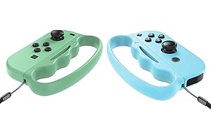 FANPL Fitness Boxing Hand Grips for Nintendo Switch & OLED Model JoyCon, Fit Boxing Clasp Accessories Handle for Adults and Children, Enhance Gaming Experience, 2 Pack (Animal Crossing Blue and Green)
