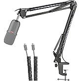 HyperX SoloCast Boom Arm Microphone Stand YOUSHARES Adjustable Mic Arm Mic Stand with Cable Sleeve Compatible with HyperX Sol