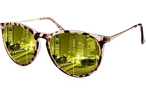 FIMOSON Night Vision Glasses for Women Men, Polarized Trendy Yellow Lens Glasses for Night Driving, UV400 Protection