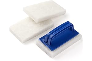 Handled Bath Scrubber, Bathroom Scouring Pad, Heavy Duty Cleaning Sponge Scrub Brush, Non-Scratch Remove Soap Scum, for Clean