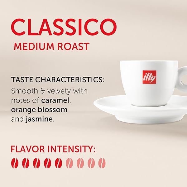 ILLY COFFEE IPERESPRESSO CAPSULES – SINGLE-SERVE COFFEE CAPSULES & PODS – SINGLE ORIGIN COFFEE PODS – CLASSICO MEDIUM ROAST WITH NOTES OF CARAMEL – FOR IPERESPRESSO CAPSULE MACHINES – 18 COUNT