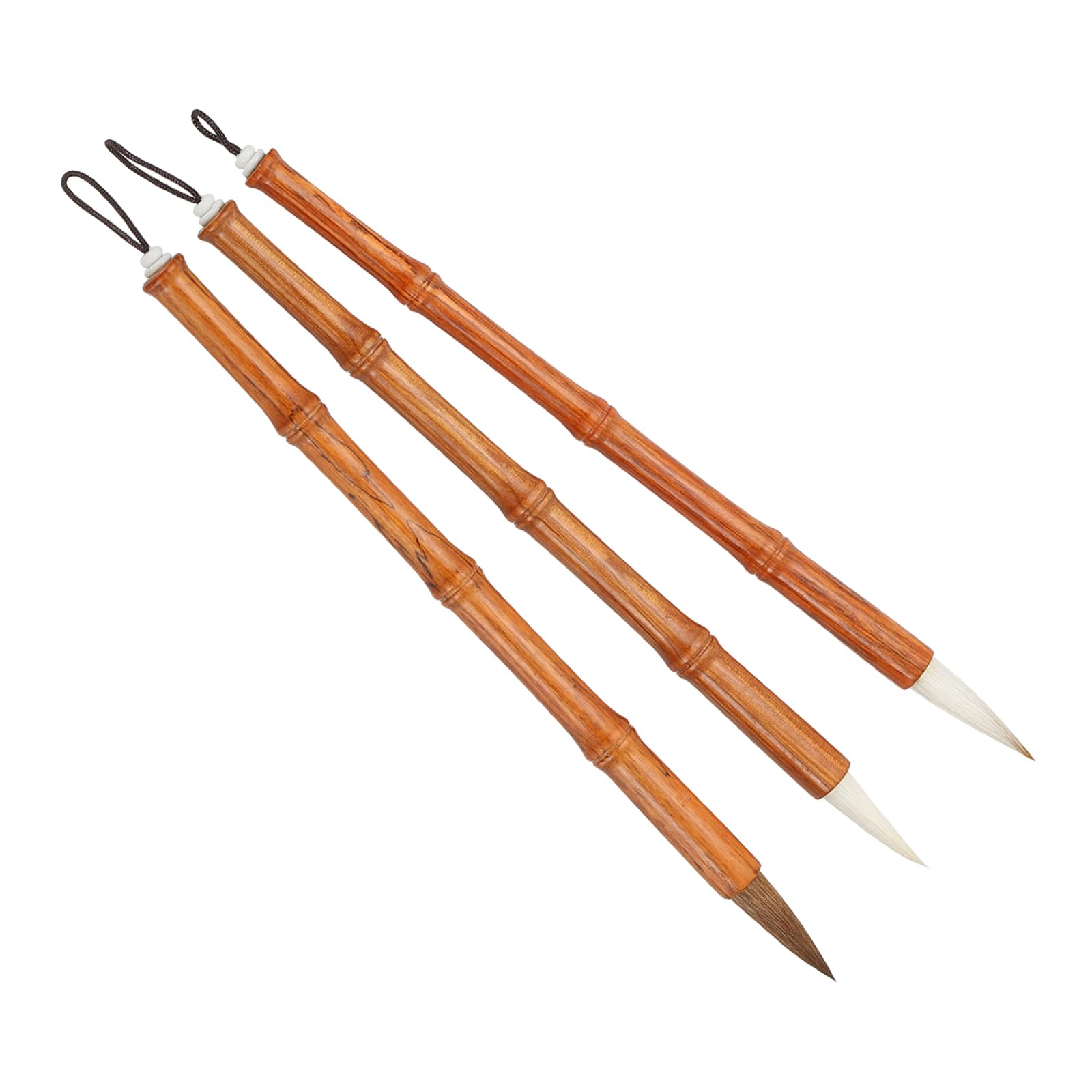 PATIKIL Calligraphy Brush, 3 Pack Watercolor Ink Painting Calligraphy Writing Brush Drawing Art Brush Wood Handle for Beginner 3 Size Kit, Yellow