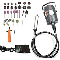 Go2Home Flex Shaft Grinder Carver Rotary Tool Hanging Electric, Multi-Function Metalworking Tools, Foot Pedal Control, 30pcs,