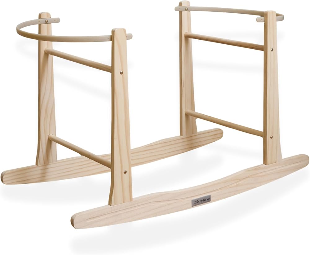 Clair de Lune Wooden Rocking Moses Basket Stand Natural Finish