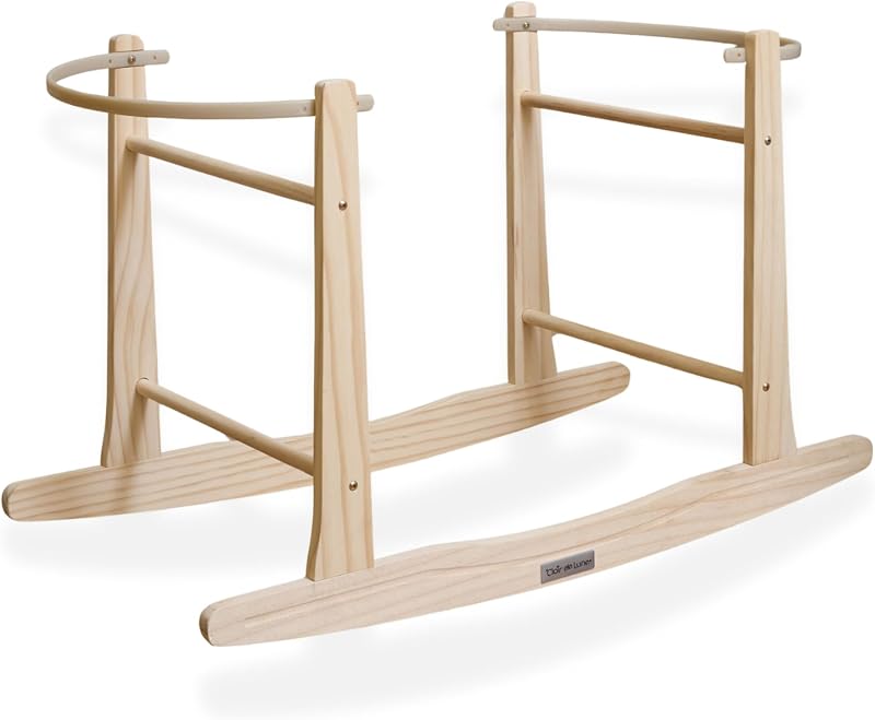 Clair de Lune Wooden Rocking Moses Basket Stand Natural Finish