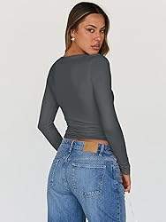 Trendy Queen Womens Long Sleeve Tops Crop Cute Top