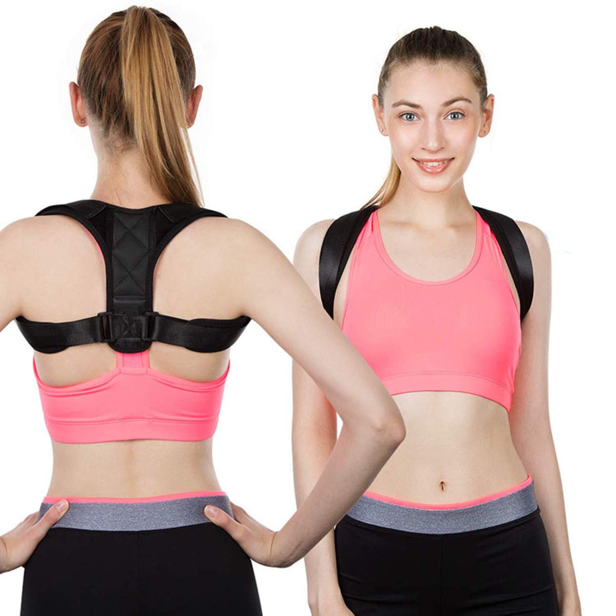 Adjustable Back brace posture corrector, Back Support for women and Men, Upper back posture straightener Clavicle Support providing Back Pain Relief from Back, Neck & Shoulder (M/L)