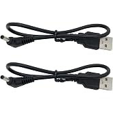 PDEEY Short Power Cable for Ring Stick up Cam Plug-in Security Camera, Barrel Plug Charging Cord 1 ft, 2-Pack