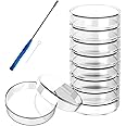 creahub 60 mm Glass Petri Dishes with Lids, 10 Pcs Autoclavable Lab Petri Plates with A Inoculation Loop, Autoclavable and Reusable Culture Dishes for Agar Plates, Mushroom Cultivation, Science
