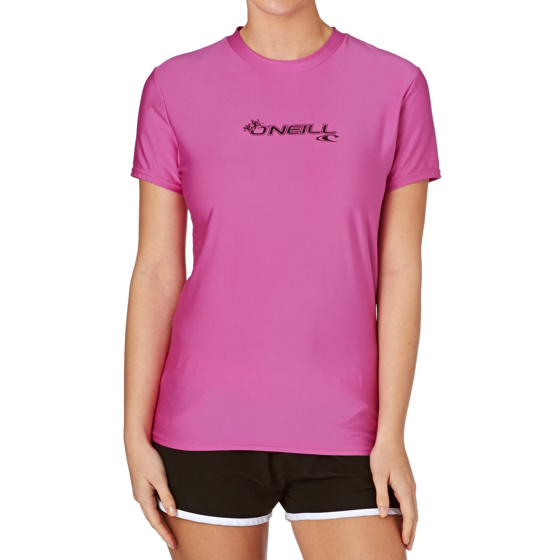 O'Neill Wetsuits Women's Wms Basic Skins Short Sleeve Sun Shirt Rash Vest, Fox Pink, XS UK — image 1