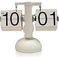 HERCHR Retro Flip Clock, Vintage Design Flip Desk Clock Table Clock Battery Powered Digital Flip Down Clock wіth Internal Gear Operated Clock(White)