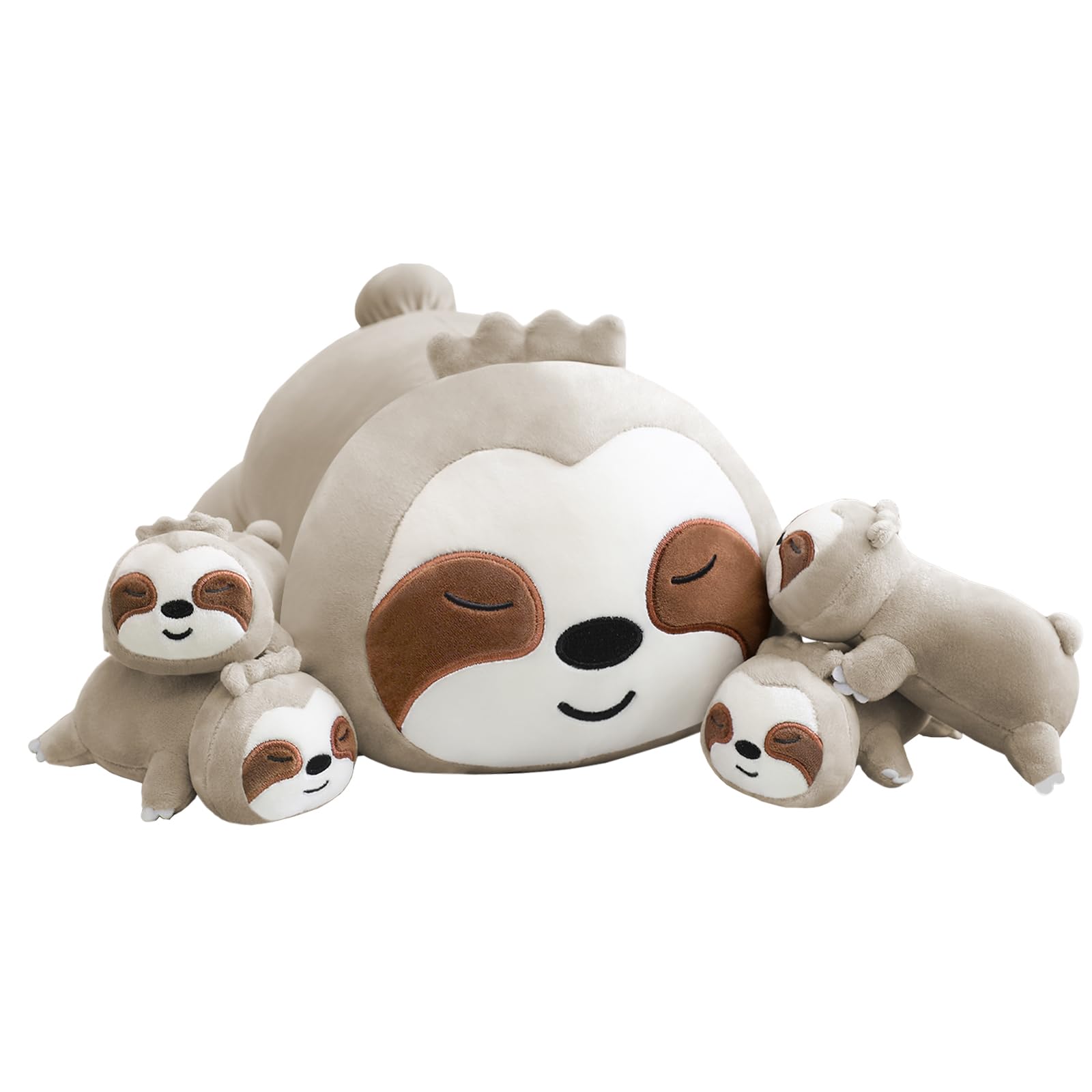 Photo 1 of ***MISSING BABIES, ONLY BIG ONE**TOYSYM Sloth Stuffed Animal Cute Sloth Plush Pillow with 4 Baby Plushies in Her Tummy, Soft Cotton Stuffed Animals Toy Gifts for Kids