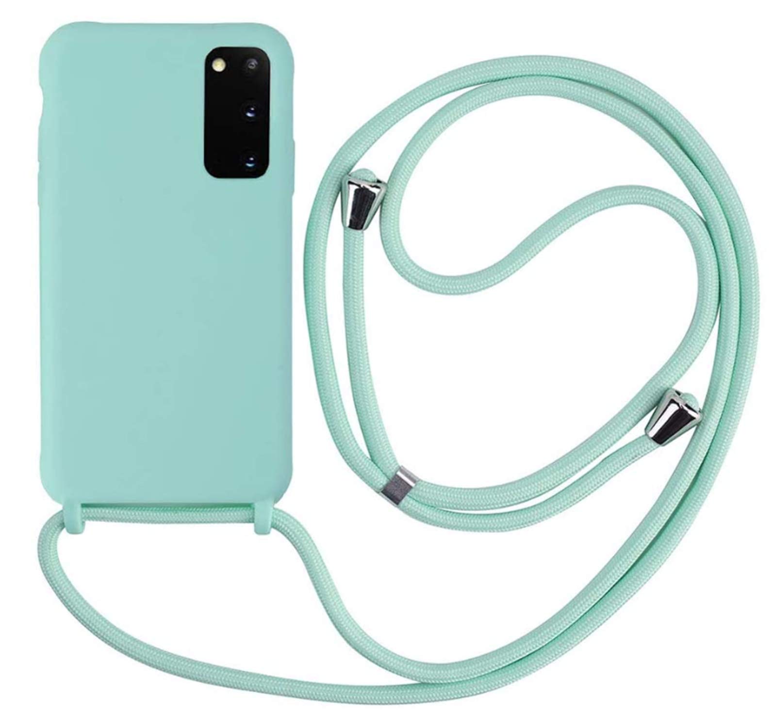 MEVIS Case Compatible with Samsung Galaxy S20, Necklace for Cell Phone Collars Slim Shockproof Adjustable Lanyard Case Light Green