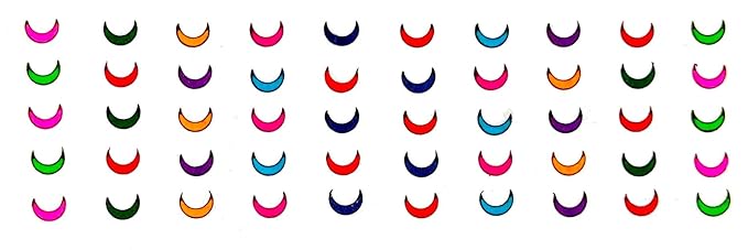 SJ Collection Multi Color Half Moon Shape Small Size Maharashtrian Style 50 Forehead Traditional Bindis