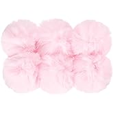 PATIKIL Faux Fur Pom Poms for Hats - 6 Pcs Fluffy Soft Balls for Keychain, Knitting, DIY Scarves, Gloves, Bag, Christmas - Pink