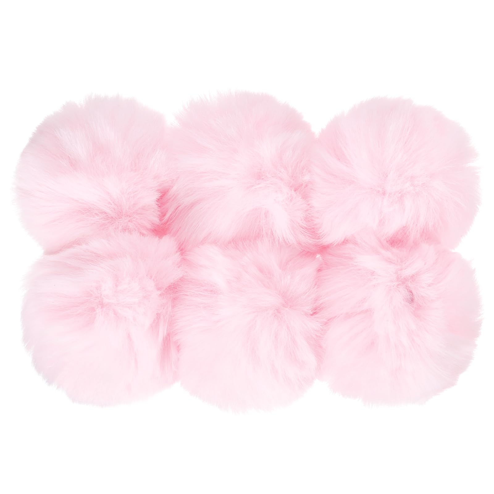 PATIKIL Faux Fur Pom Poms for Hats, 6 Pcs Fluffy Soft Fur Poms Balls for Keychain Knitting Hats DIY Scarves Gloves Bag Christmas, Pink