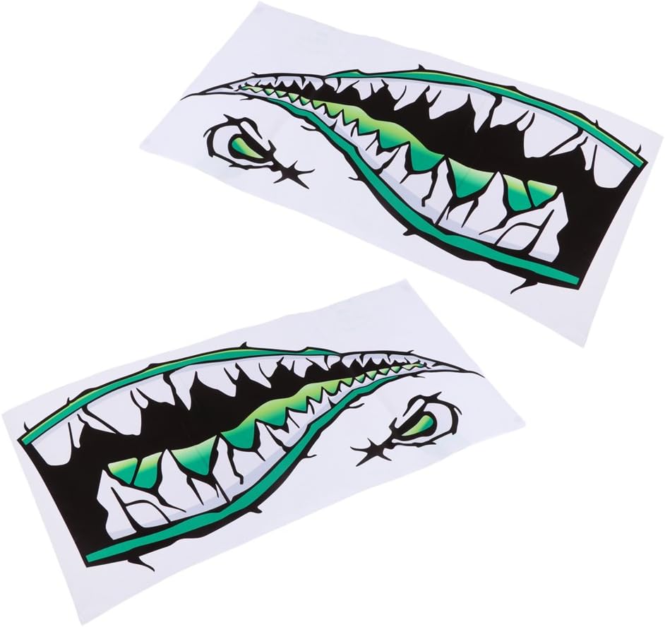 T TOOYFUL 2Pcs Shark Mouth Eyes Decals Sticker Fishing Boat Kayak Graphics Accessories